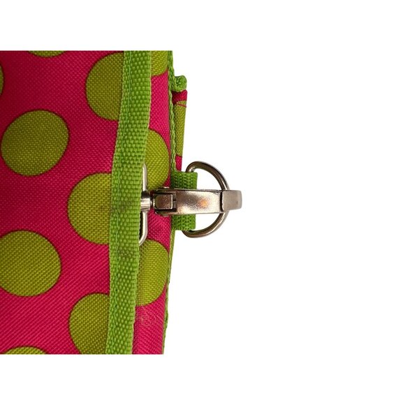 J Garden Hanging Toiletry Bag Bright Polka Dot Mesh Plastic Pockets Travel Must - Picture 5 of 8
